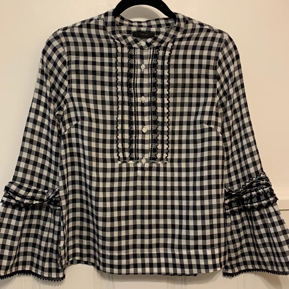 EUC JCREW Black and White Gingham Poplin Shirt